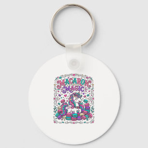 Unicorn Macaron Magic Colourful Marketplace Artwor Key Ring