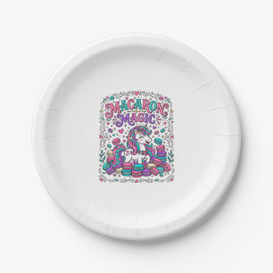 Unicorn Macaron Magic Colourful Marketplace Artwor Paper Plate