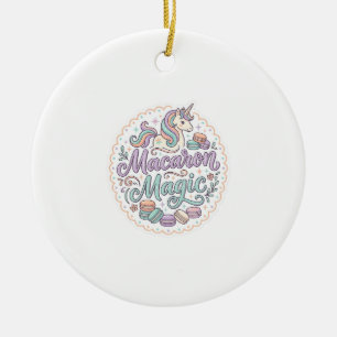 Unicorn Macaron Magic Whimsical T-Shirt Design_1 Ceramic Tree Decoration