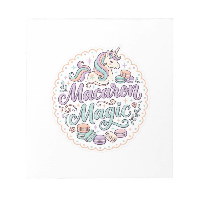 Unicorn Macaron Magic Whimsical T-Shirt Design_1 Notepad (Front)