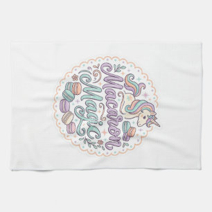 Unicorn Macaron Magic Whimsical T-Shirt Design_1 Tea Towel