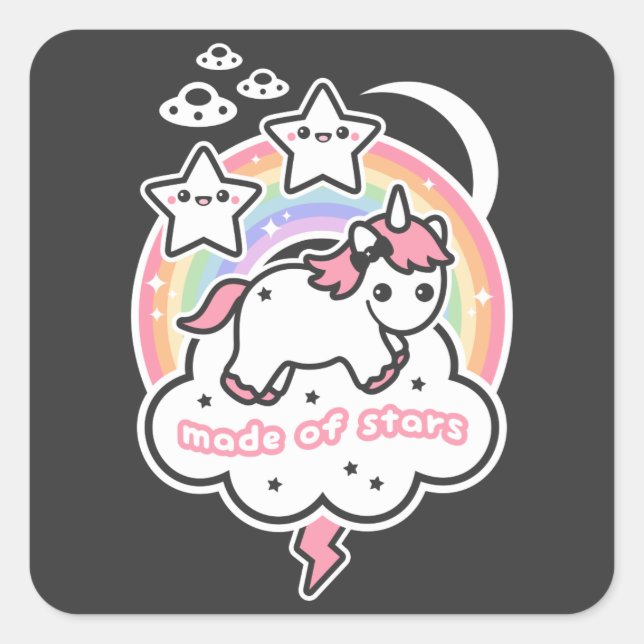 Unicorn Made of Stars Square Sticker (Front)