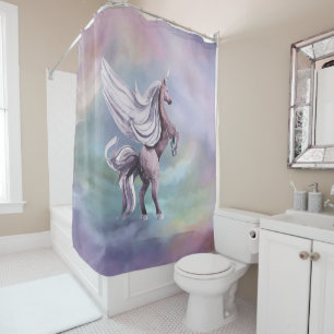 Unicorn Magic   Colourful Pastel Fantasy Watercolo Shower Curtain