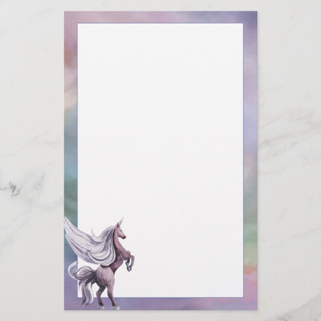Unicorn Magic | Colourful Pastel Fantasy Watercolo Stationery (Front)