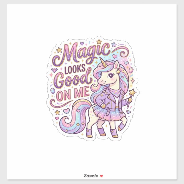 Unicorn Magic Looks Good on Me Graphic Design Whit (Sheet)