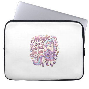 Unicorn Magic Looks Good on Me Graphic Design Whit Laptop Sleeve