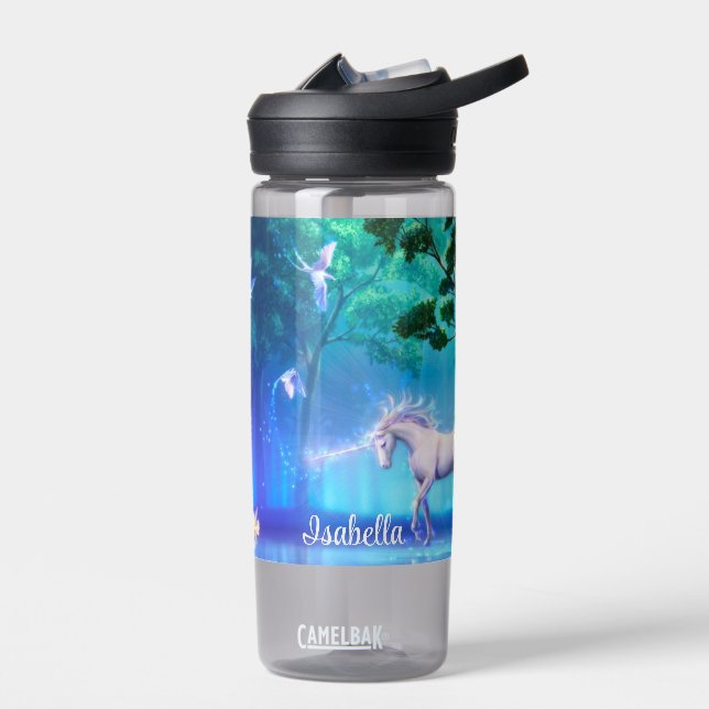 Unicorn Magic Moonlight Forest Add Name Water Bottle (Left)