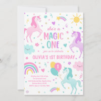 Unicorn Magic One Pastel Rainbow 1st Birthday