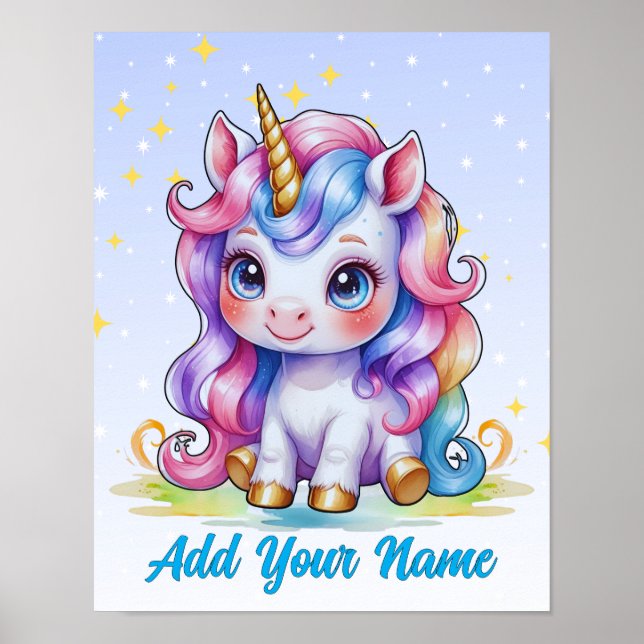 Unicorn Magic & Stars – Personalised Wall Art (Front)
