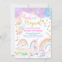 Unicorn Magical 4th Birthday Party Pastel Rainbow