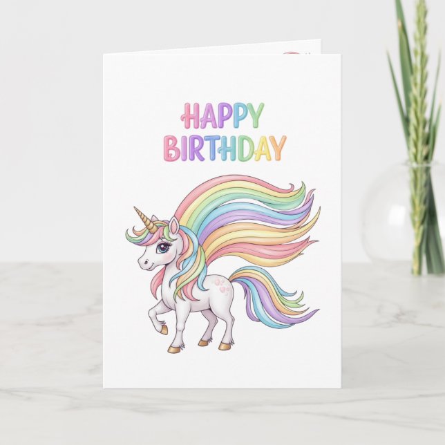 Unicorn Magical Birthday Card  (Front)