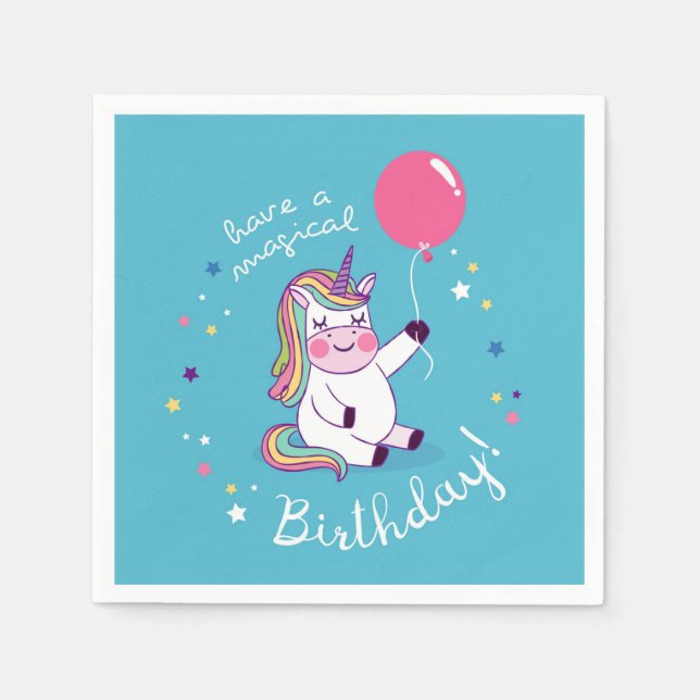 Unicorn Magical Birthday Napkin (Front)