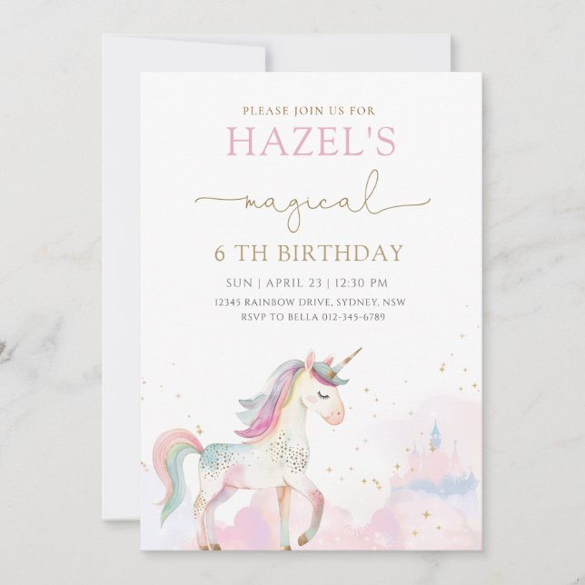 Unicorn Magical Birthday Party Any Age Invitation (Front)