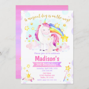 Unicorn Magical Birthday Party Invitation