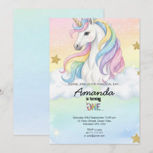 Unicorn Magical Birthday Party Invitation Card