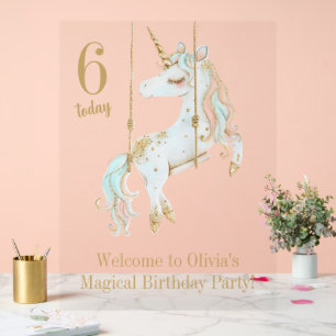 Unicorn Magical Birthday Party Welcome Acrylic Sign