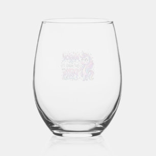 Unicorn Magical but Make It Petty Gift Idea Typogr Stemless Wine Glass
