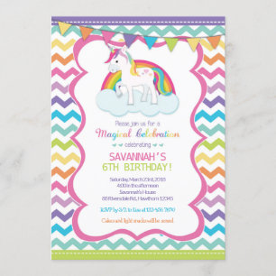 Unicorn Magical Celebration Birthday Party Invite