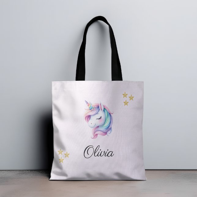 Unicorn Magical Cute Watercolor Tote Bag (Creator Uploaded)