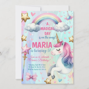 Unicorn Magical day Birthday Party Invitation