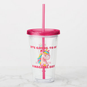 Unicorn Magical Day Personalised Acrylic Tumbler