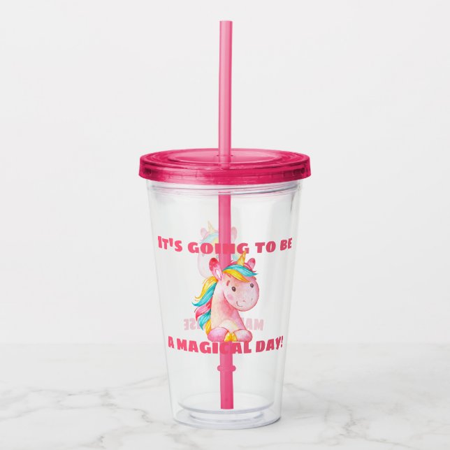 Unicorn Magical Day Personalised Acrylic Tumbler (Front)