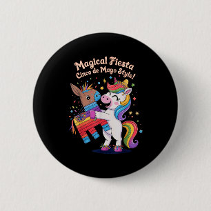 Unicorn magical fiesta cinco de mayo style mexican 6 cm round badge
