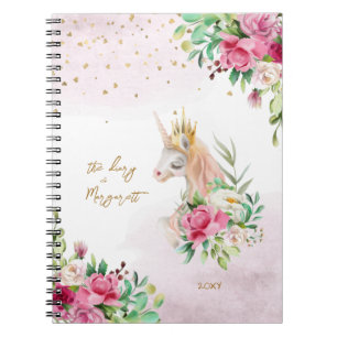 Unicorn Magical Illustration Girl Daily Diary Notebook