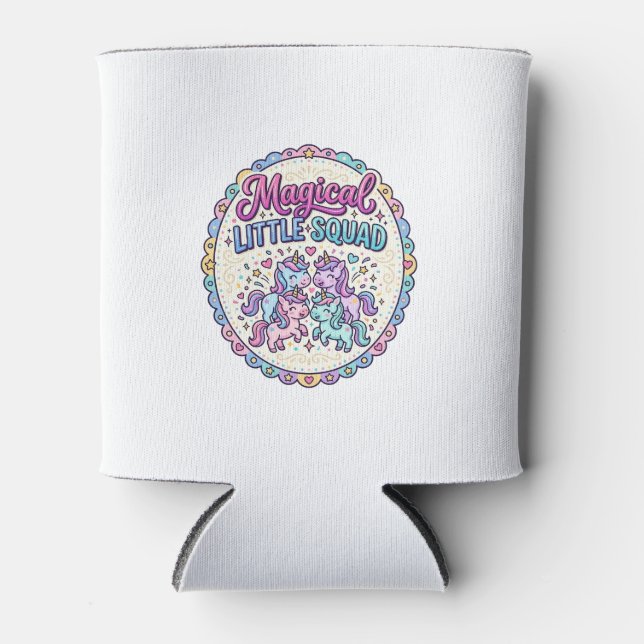 Unicorn Magical Little Squad POD Ready Apparel Gra Can Cooler (Front)