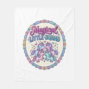 Unicorn Magical Little Squad POD Ready Apparel Gra Fleece Blanket