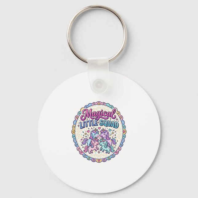 Unicorn Magical Little Squad POD Ready Apparel Gra Key Ring (Front)