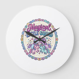 Unicorn Magical Little Squad POD Ready Apparel Gra Large Clock