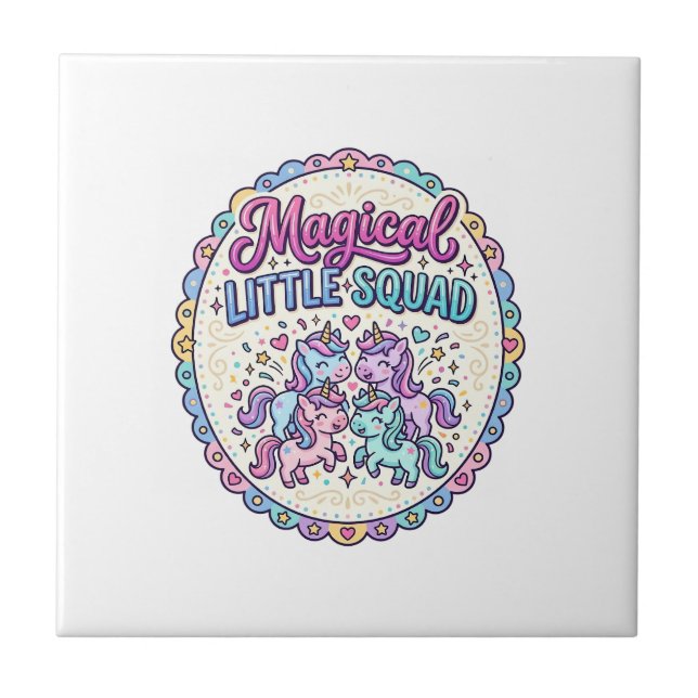 Unicorn Magical Little Squad POD Ready Apparel Gra Tile (Front)