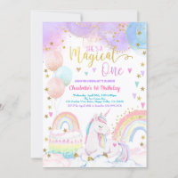 Unicorn Magical One Girl 1st Birthday Party Pastel