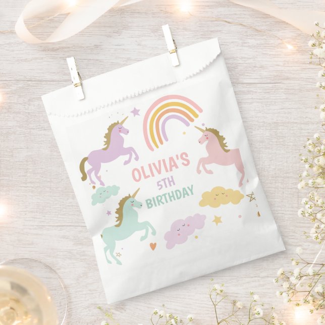 Unicorn Magical Rainbow Celebration Girl Birthday  Favour Bags (Clipped)