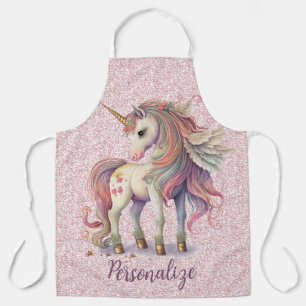 Unicorn Magical Rainbow Colors Pink Glitter Apron