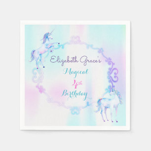 Unicorn Magical Rainbow Lavender Pink Turquoise Napkin