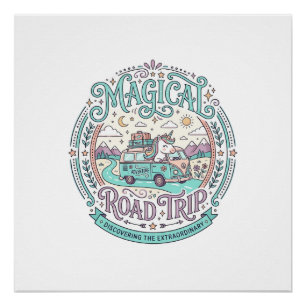 Unicorn Magical Road Trip Original Graphic Tee Des Poster