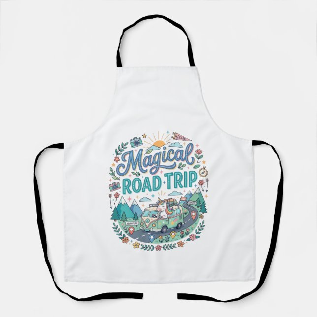 Unicorn Magical Road Trip Print Ready POD Artwork_ Apron (Front)
