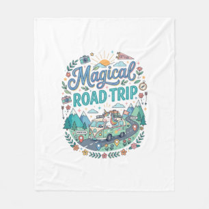 Unicorn Magical Road Trip Print Ready POD Artwork_ Fleece Blanket