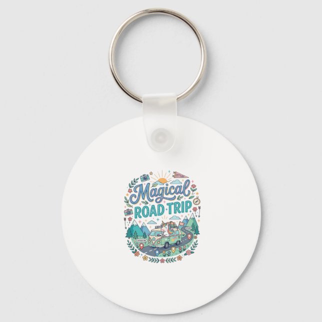 Unicorn Magical Road Trip Print Ready POD Artwork_ Key Ring (Front)