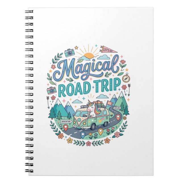 Unicorn Magical Road Trip Print Ready POD Artwork_ Notebook (Front)