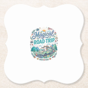 Unicorn Magical Road Trip Print Ready POD Artwork_ Paper Coaster