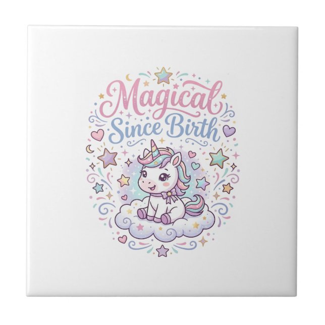 Unicorn Magical Since Birth Print Ready POD Artwor Tile (Front)