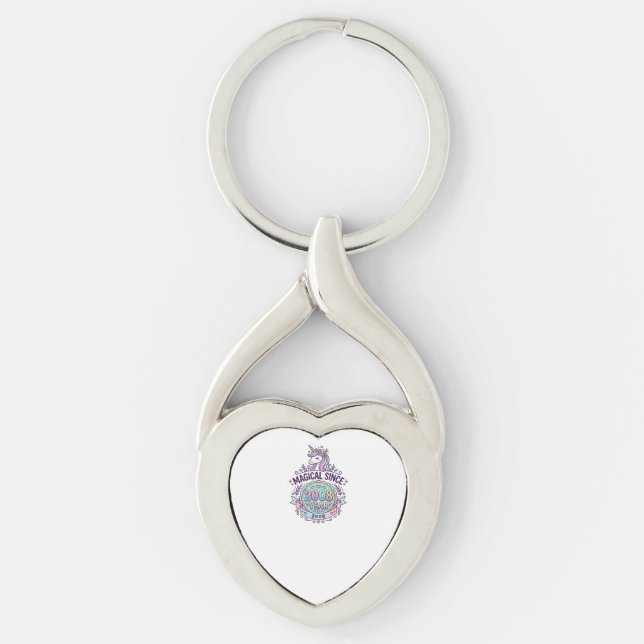 Unicorn Magical Since Year Graphic Design Zazzle D Key Ring (Front)