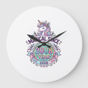 Unicorn Magical Since Year Graphic Design Zazzle D Large Clock