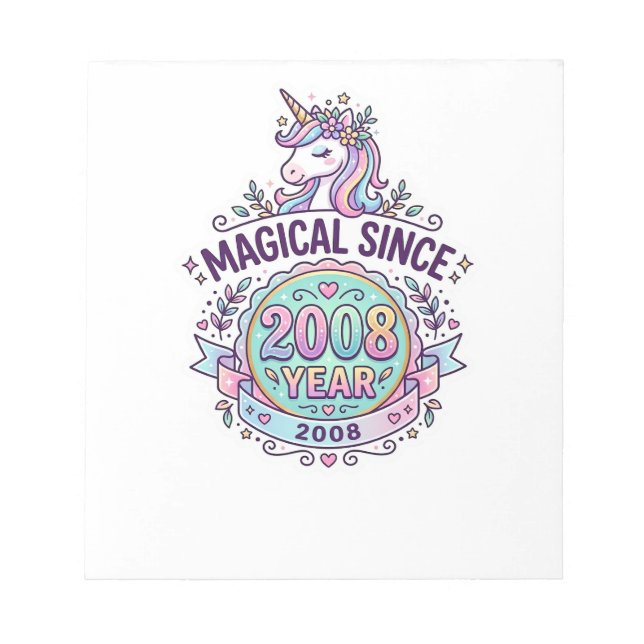 Unicorn Magical Since Year Graphic Design Zazzle D Notepad (Front)