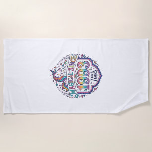 Unicorn Magical Since Year Trendy Print on Demand  Beach Towel