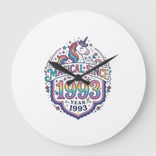 Unicorn Magical Since Year Trendy Print on Demand  Large Clock