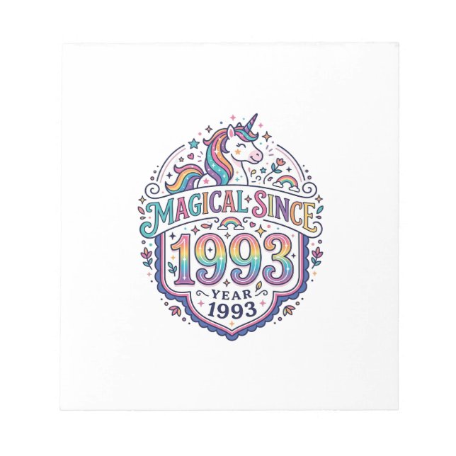 Unicorn Magical Since Year Trendy Print on Demand  Notepad (Front)